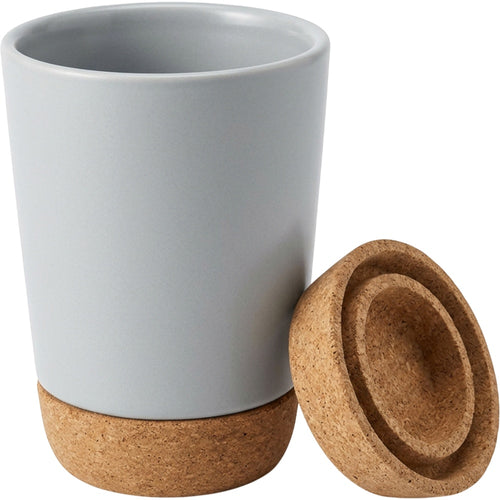 Kpbxg Double-Wall Ceramic Water Cup with Removable Cork Base 12 oz Mist Gray - Product view