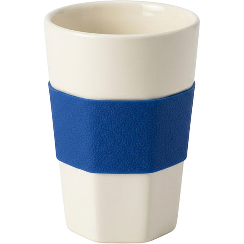 Kpbxg Six-Facet Ceramic Water Cup with Silicone Grip Sleeve 14 oz Ivory Cobalt - Product view